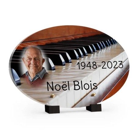 Plaque funéraire Ovale - Piano avec photo Plaque funéraire Ovale - Piano avec photo