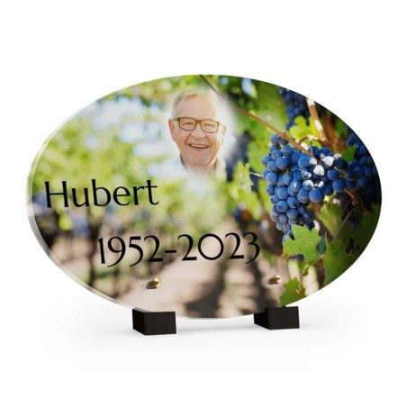 Plaque funéraire Ovale - Vigne avec photo Plaque funéraire Ovale - Vigne avec photo