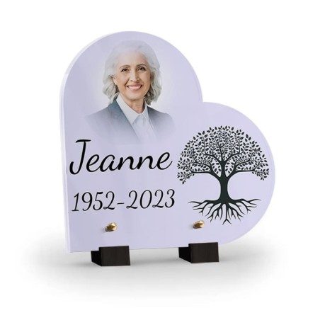 Plaque funéraire Cœur - Arbre de vie avec photo Plaque funéraire Cœur - Arbre de vie avec photo