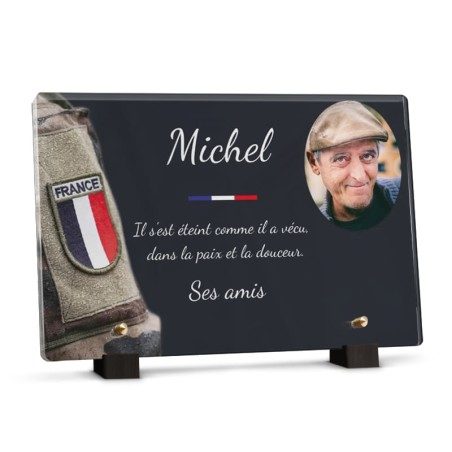 Plaque commémorative avec écusson armée avec photo Plaque commémorative avec écusson armée avec photo