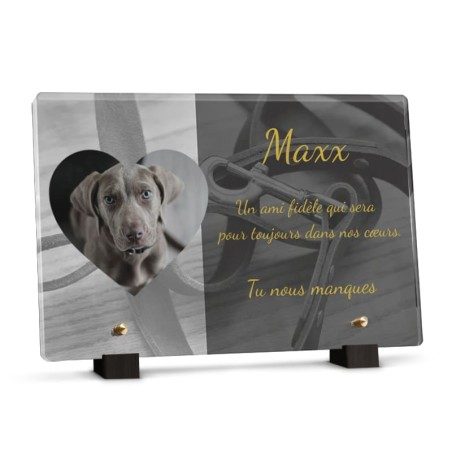 Plaque funéraire avec laisse pour chien avec photo Plaque funéraire avec laisse pour chien avec photo