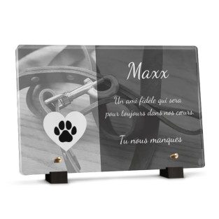 Plaque funéraire avec laisse pour chien