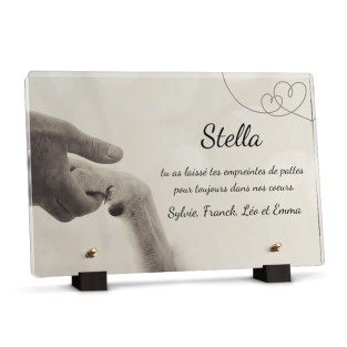 Plaque funéraire rectangle pour chien - Patte