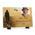 Plaque rectangle pour chasseur - Champs avec photo