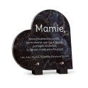 Plaque décès cœur avec motif marbre noir