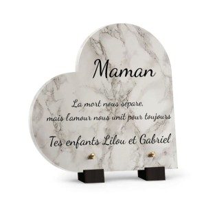 Plaque tombale maman avec motif marbre blanc