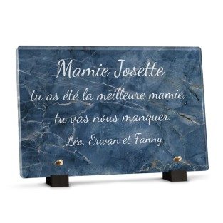 Plaque funéraire rectangle marbre bleu