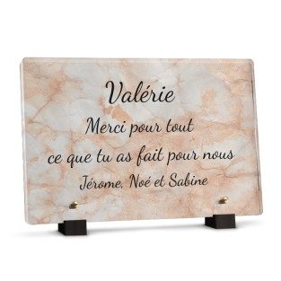 Plaque décès famille marbre rose