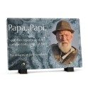 Plaque tombale motif marbre gris avec photo