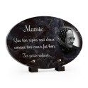 Plaque ovale motif marbre noir avec photo