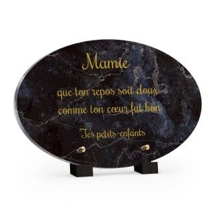Plaque ovale motif marbre noir