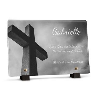 Plaque religieuse croix noir et blanc