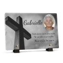 Plaque religieuse croix noir et blanc avec photo