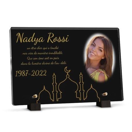 Plaque avec motif mosquée à personnaliser avec texte et photo Plaque avec motif mosquée à personnaliser avec texte et photo