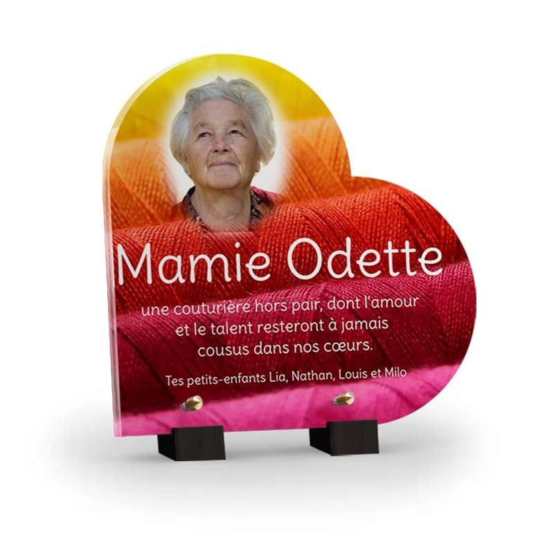 Plaque fils de couture colorés pour grand mère avec photo