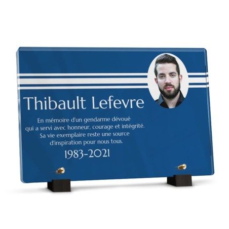Plaque gendarme avec 3 bandes et photo Plaque gendarme avec 3 bandes et photo