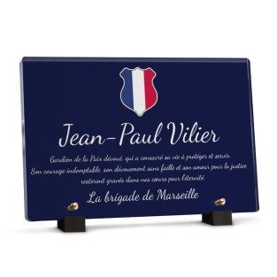 Plaque badge policier personnalisée avec texte