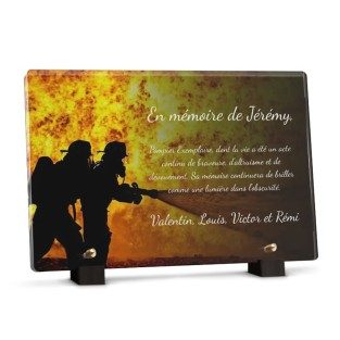 Plaque pour pompier avec feu personnalisée avec texte
