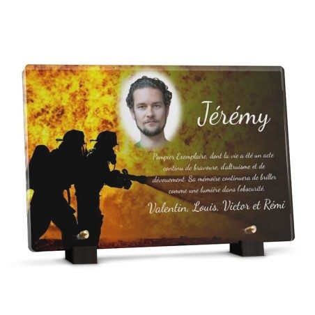 Plaque pour pompier avec feu personnalisée avec photo Plaque pour pompier avec feu personnalisée avec photo