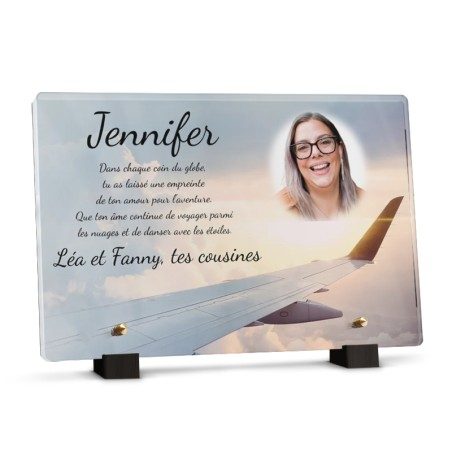 Plaque décès avion avec texte et photo Plaque décès avion avec texte et photo