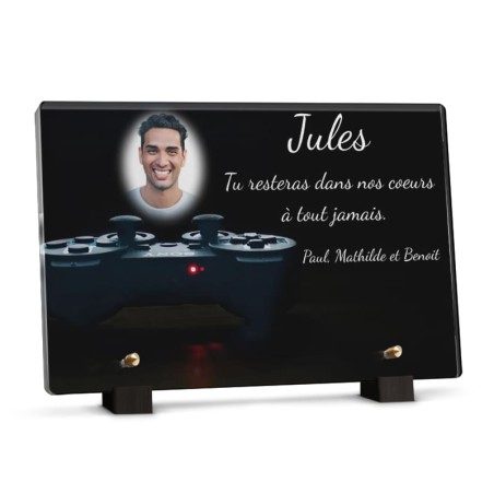 plaque funéraire avec manette de jeux vidéos à personnaliser avec photo et texte plaque funéraire avec manette de jeux vidéos à personnaliser avec photo et texte