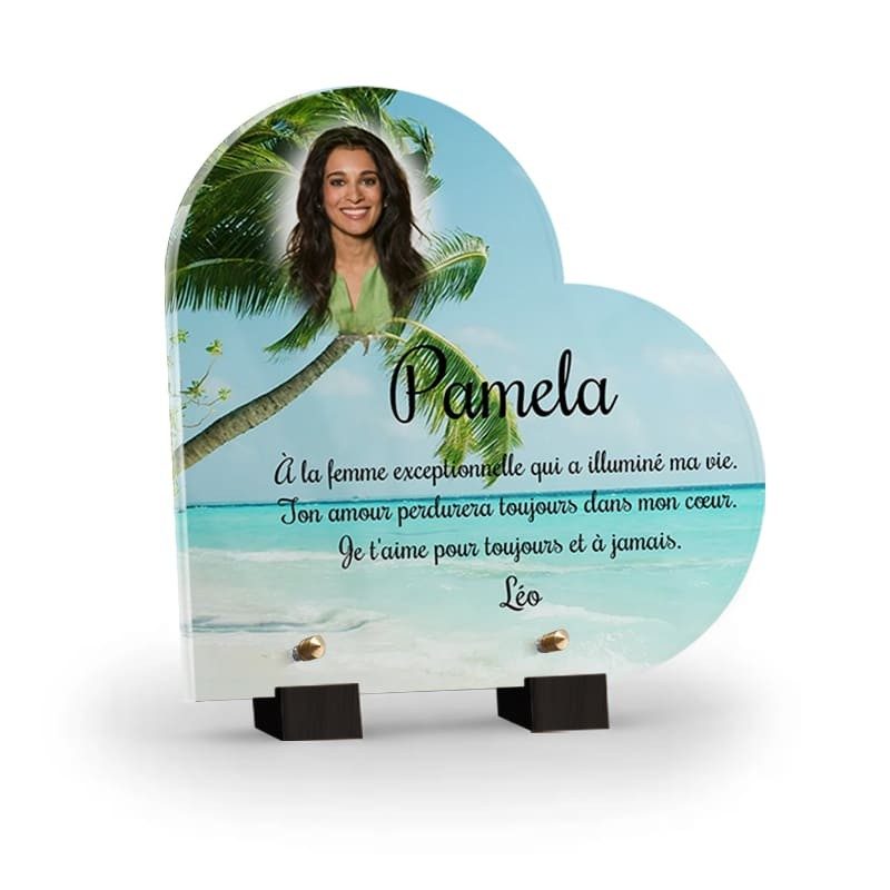 Plaque tombale Maldives personnalisée avec texte et photo