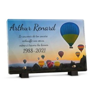 Plaque funéraire paysage de montgolfières en Turquie personnalisée avec texte
