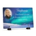 Plaque funéraire montagne avec paysage d'Aurores boréales à personnaliser avec texte et photo