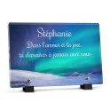 Plaque funéraire montagne avec paysage d'Aurores boréales à personnaliser avec texte