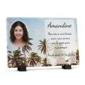 Plaque tombale avec palmiers à personnaliser avec texte et photo