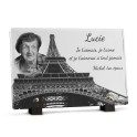Plaque funéraire avec tour eiffel à personnaliser avec texte et photo