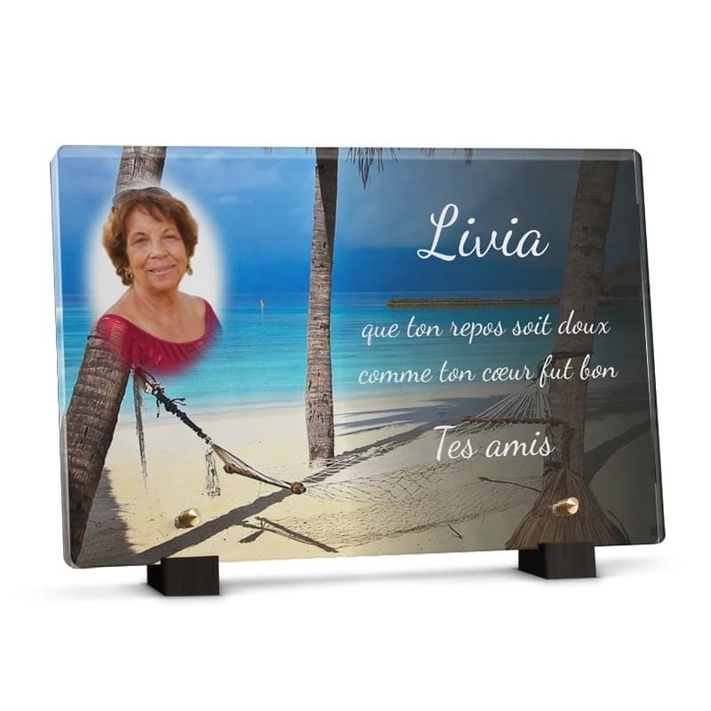 Plaque plage paradisiaque à personnaliser avec texte et photo