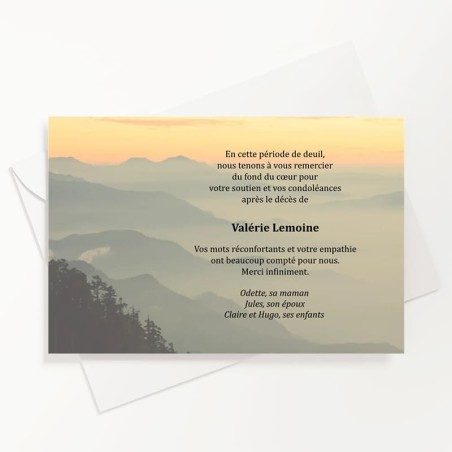 Carte de remerciements décès montagne Carte de remerciements décès montagne