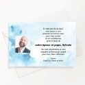 Carte de remerciements funéraire abstrait plume avec photo du défunt
