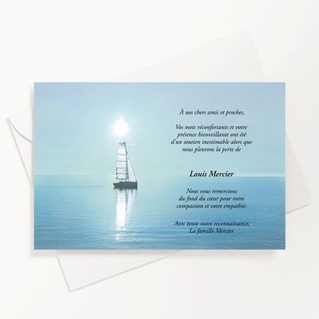 Carte de remerciements funérailles mer bateau Carte de remerciements funérailles mer bateau