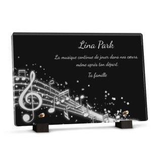 Plaque funéraire note de musique personnalisée avec texte