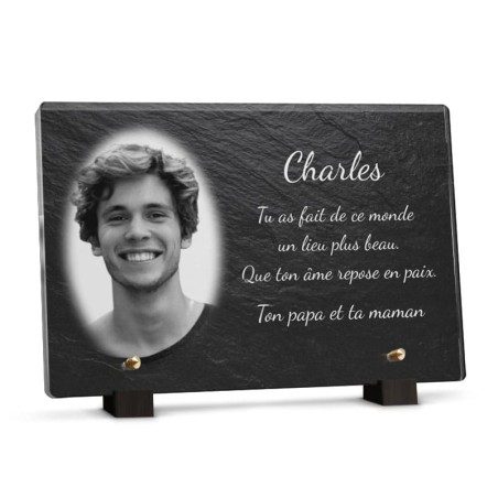 plaque funéraire motif ardoise avec photo plaque funéraire motif ardoise avec photo