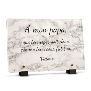 Plaque funéraire motif marbre blanc