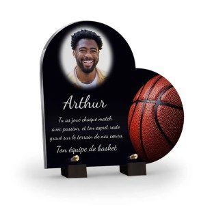 plaque funéraire basketball avec photo