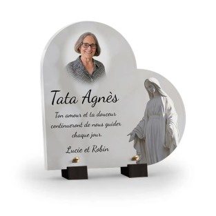 plaque funéraire vierge bénie avec photo