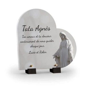plaque funéraire vierge bénie personnalisée avec texte