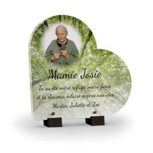 plaque funéraire arbre forêt avec photo