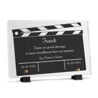 plaque funéraire clap cinéma personnalisée avec texte