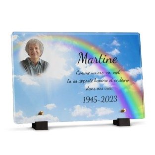 plaque funéraire arc-en-ciel avec photo