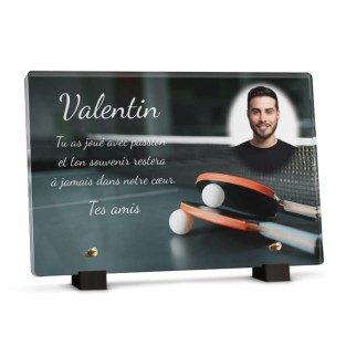 plaque funéraire tennis de table avec photo