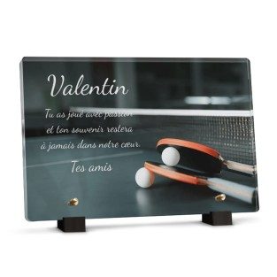 plaque funéraire tennis de table personnalisée avec texte