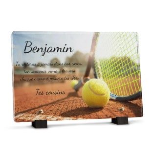 plaque funéraire tennis personnalisée avec texte