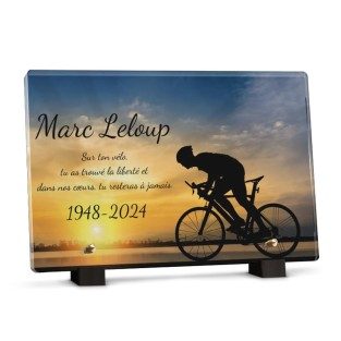 plaque funéraire vélo de route personnalisée avec texte