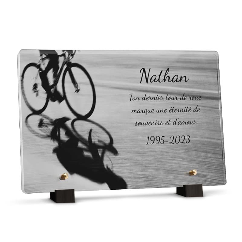 plaque funéraire vtt personnalisée avec texte