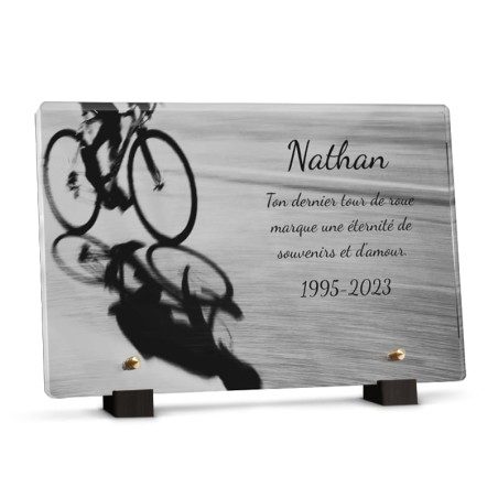 plaque funéraire vtt personnalisée avec texte